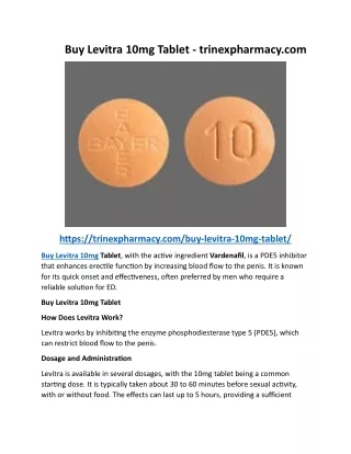 Buy Levitra 10mg Tablet - Trinexpharmacy.com