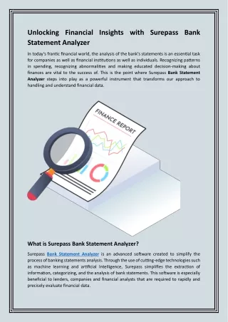 Unlocking Financial Insights With SurePass Bank Statement Analyzer