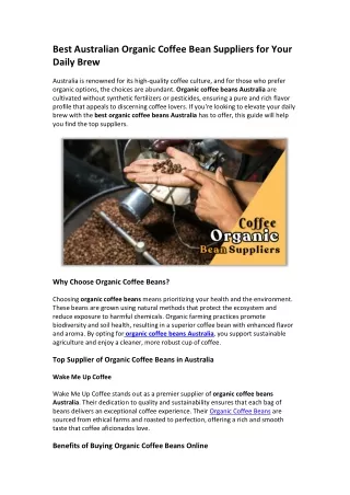 Best Australian Organic Coffee Bean Suppliers for Your Daily Brew