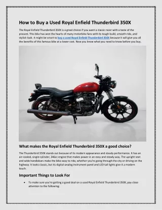 How to Buy a Used Royal Enfield Thunderbird 350X