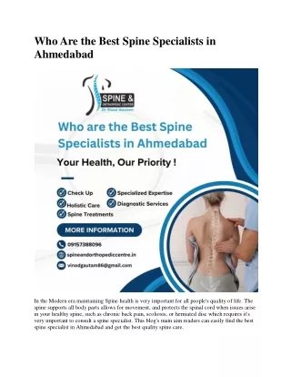 Who Are the Best Spine Specialists in Ahmedabad