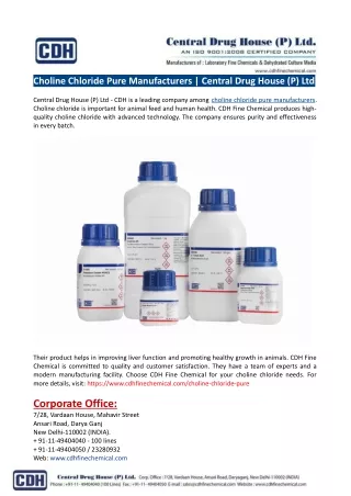 Choline Chloride Pure Manufacturers
