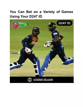 Cricket ID: Elevate Your Betting Game with D247 ID