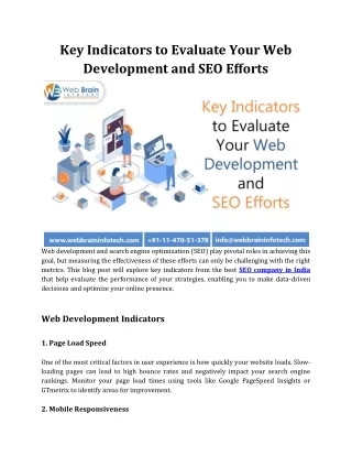 Key Indicators to Evaluate Your Web Development and SEO Efforts