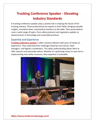 Trucking Conference Speaker - Elevating Industry Standards