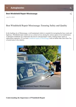 Best Windshield Repair Mississauga