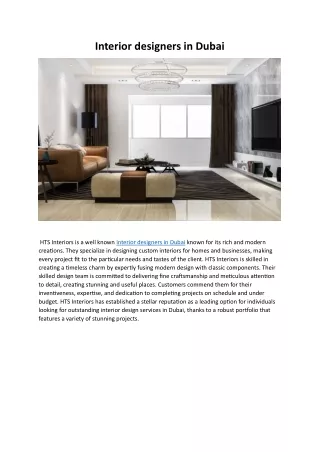 Interior designers in Dubai