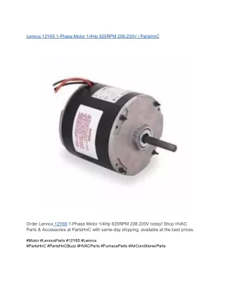 Lennox 12Y65 1-Phase Motor 1_4Hp 825RPM 208-230V _ PartsHnC