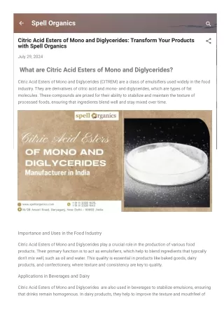 Citric Acid Esters of Mono and Diglycerides