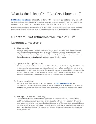 What Is the Price of Buff Lueders Limestone