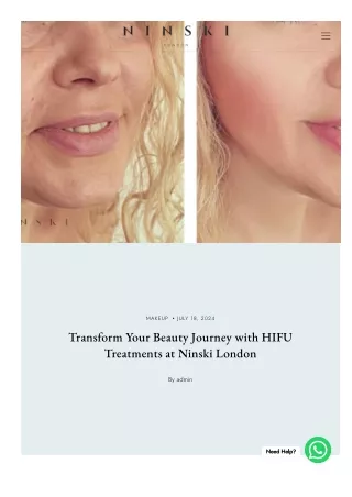 Transform Your Beauty Journey with HIFU Treatments at Ninski London