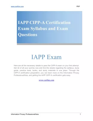 Useful Study Guide & Exam Questions to Pass the CIPP-A Exam