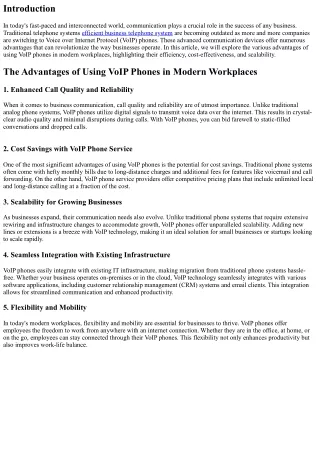 The Advantages of Using VoIP Phones in Modern Workplaces