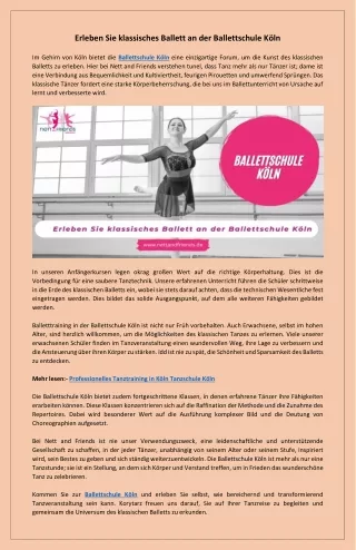 Ballettkurse für Anfänger in Köln bei der Ballettschule Köln