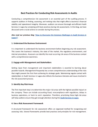 Best Practices for Conducting Risk Assessments in Audits