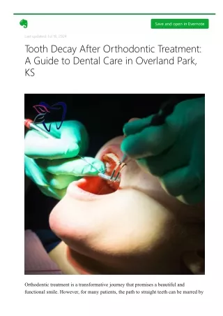 Tooth Decay After Orthodontic Treatment: A Guide to Dental Care in Overland Park