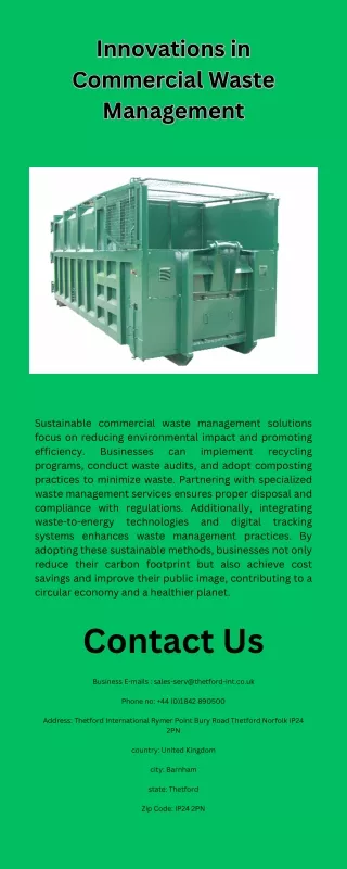 Innovations in Commercial Waste Management