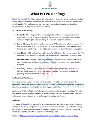 What is TPO Roofing
