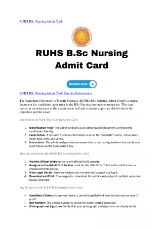 RUHS BSC NURSING 2024