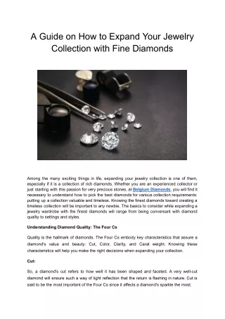 A Guide on How to Expand Your Jewelry Collection with Fine Diamonds