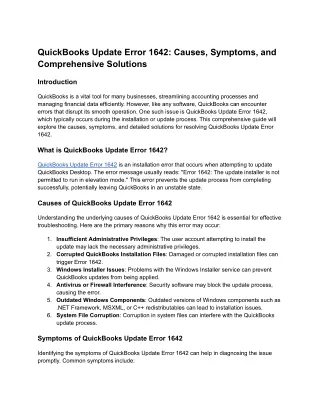 QuickBooks Update Error 1642_ Causes, Symptoms, and Comprehensive Solutions