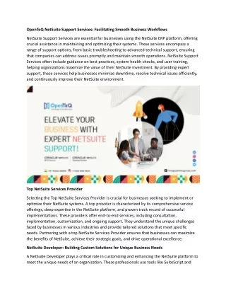 OpenTeQ NetSuite Support Services Facilitating Smooth Business Workflows