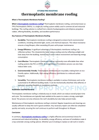 thermoplastic membrane roofing