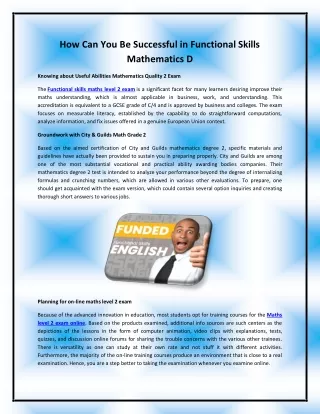 How Can You Be Successful in Functional Skills Mathematics D