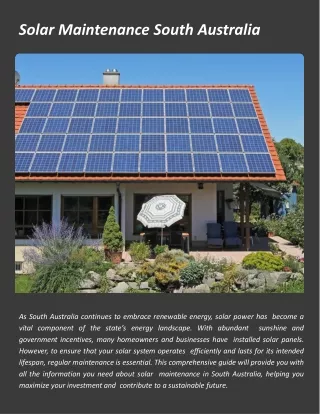 Solar Maintenance South Australia