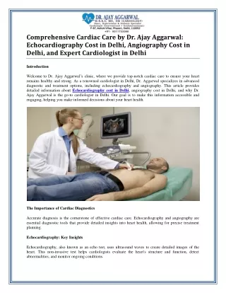 Echocardiography and Angiography Costs in Delhi: Insights from Leading Cardiolog