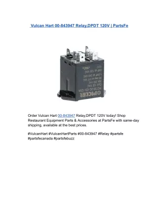 Vulcan Hart 00-843947 Relay,DPDT 120V | PartsFe