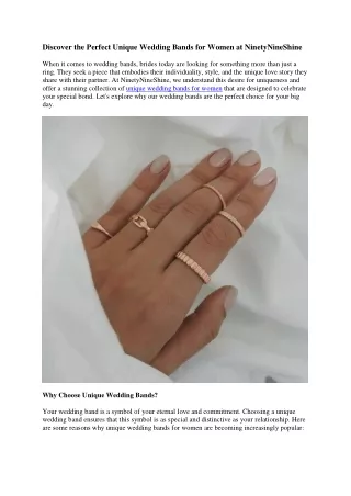 Discover the Perfect Unique Wedding Bands for Women at NinetyNineShine
