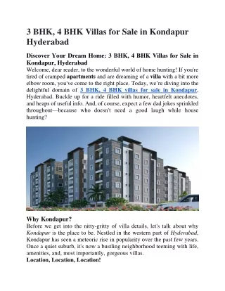 3BHK, 4BHK Villas for sale in Kondapur