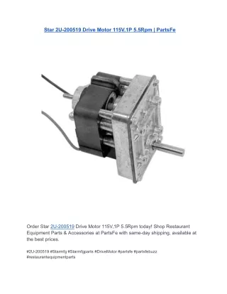 Star 2U-200519 Drive Motor 115V,1P 5.5Rpm  PartsFe