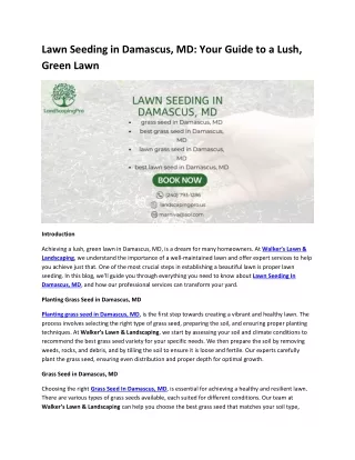 Lawn Seeding in Damascus, MD Your Guide to a Lush, Green Lawn