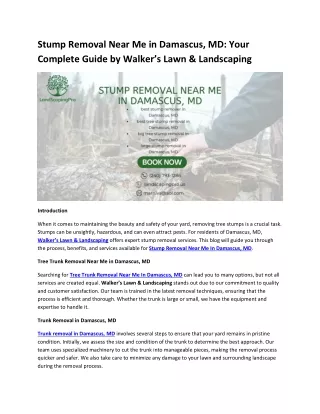 Stump Removal Near Me in Damascus, MD Your Complete Guide by Walker’s Lawn & Landscaping