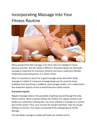 Incorporating Massage Into Your Fitness Routine