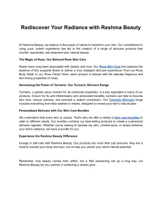 Rediscover Your Radiance with Reshma Beauty