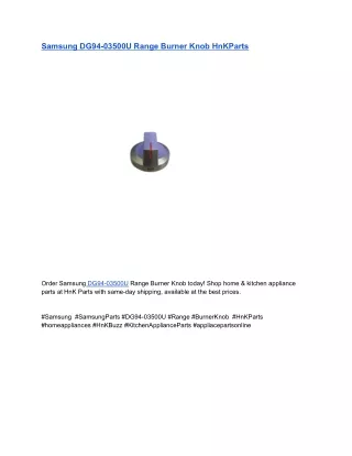 Samsung DG94-03500U Range Burner Knob HnKParts