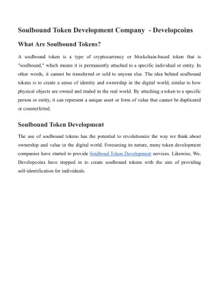 Soulbound Token Development Company