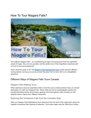How To Tour Niagara Falls?