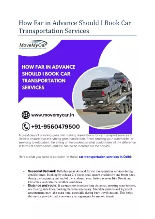 How Far in Advance Should I Book Car Transportation Services