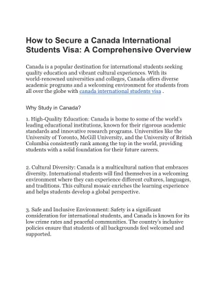 Canada International Students Visa