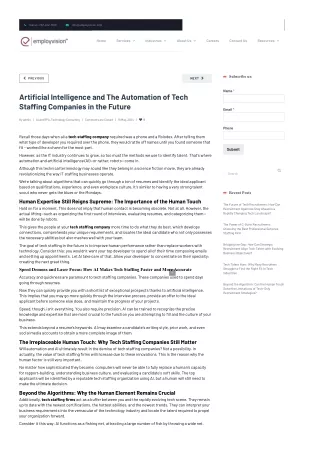 Artificial Intelligence and The Automation of Tech Staffing Companies in the Fut