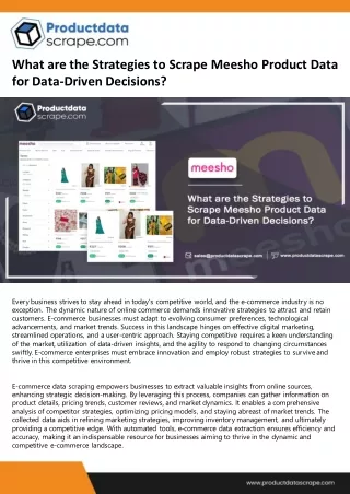 What are the Strategies to Scrape Meesho Product Data for Data-Driven Decisions