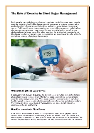 The Role of Exercise in Blood Sugar Management