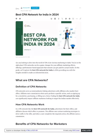 Best CPA Network for India in 2024