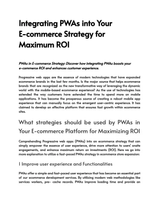 Integrating PWAs into Your E-commerce Strategy for Maximum ROI