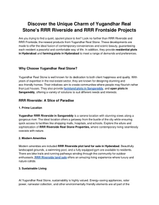 Discover the Unique Charm of Yugandhar Real Stone's RRR Riverside and RRR Frontside Projects (1)