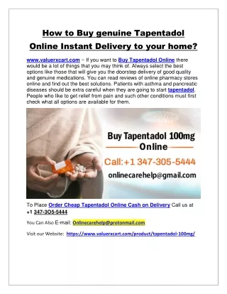 How to Buy genuine Tapentadol Online Instant Delivery to your home